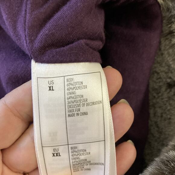 Disney Frozen Broadway Musical Jacket Fur Hoodie Sz XL Purple Embroidered - Picture 12 of 12